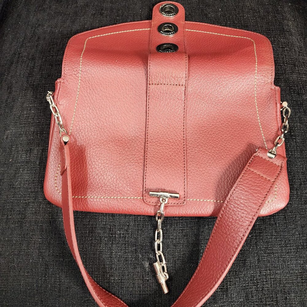 Lamarthe Paris Rust Red Pebbled Leather Shoulder Bag - Picture 5 of 9